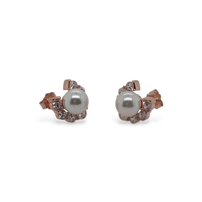 Mountain Creek Jewellery Mountain Creek Jewellery Earrings CZ & Pearl Rose Gold