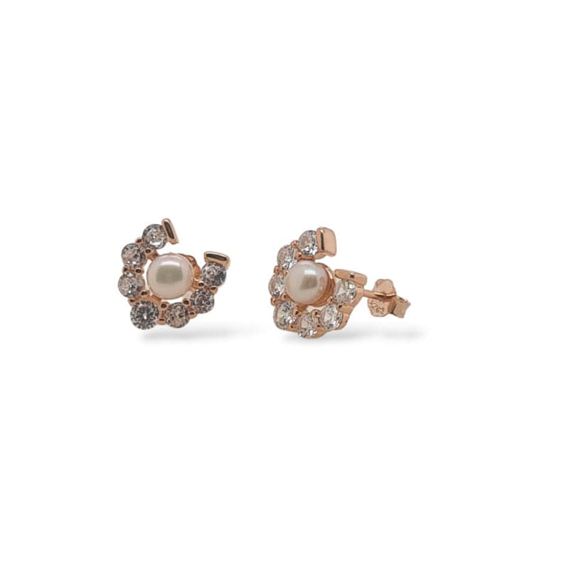 Mountain Creek Jewellery Mountain Creek Jewellery Earrings CZ & Pearl Rose Gold