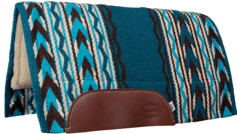 Mustang Saddle Pads Western Turquoise/Brown / 36x34 Mustang Saddle Pad Western Arrowhead Blanket with Fleece
