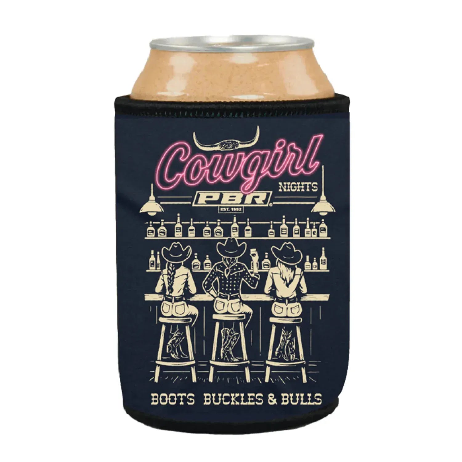 PBR Gifts - Homewares Navy PBR Stubby Cooler Cowgirl Nights