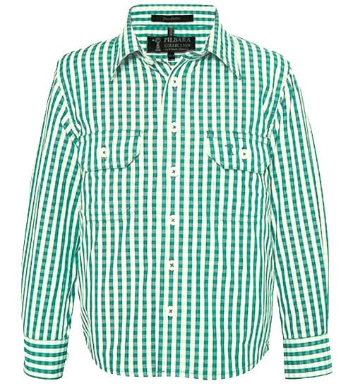 Pilbara Kids Shirts Y0 / Green/White Pilbara Shirt Kids Check (RMPC001)