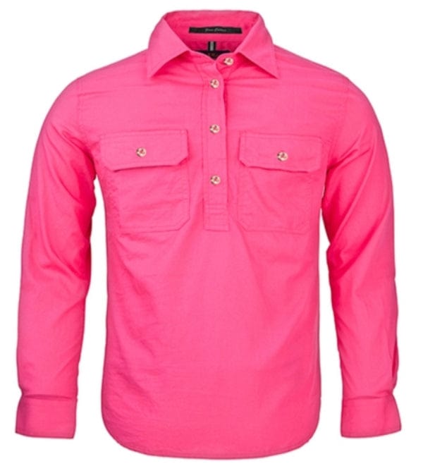 Pilbara Kids Shirts Y0 / Hot Pink Pilbara Shirt Kids Half Button (RM400CF)