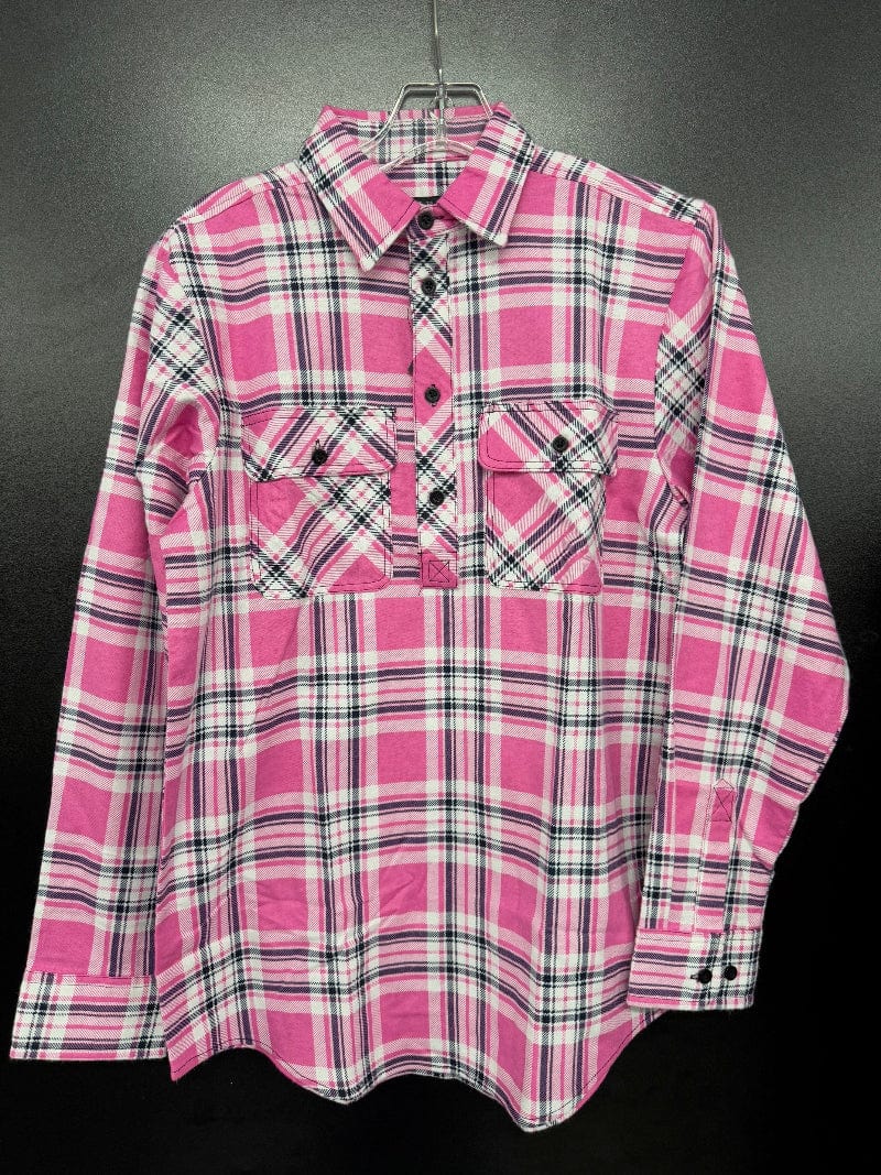 Pilbara Kids Shirts Y0 / Pink/Navy/White Pilbara Shirt Kids Flannelette