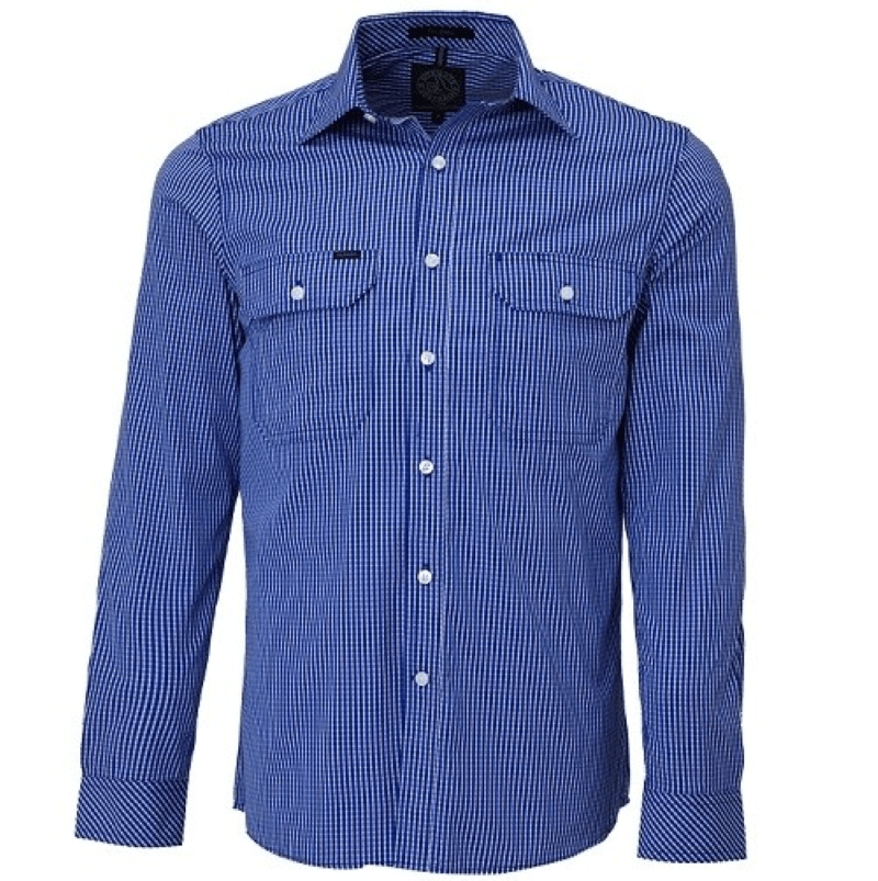 Pilbara Mens Shirts S / Royal/White Pilbara Shirt Mens Double Pocket Check