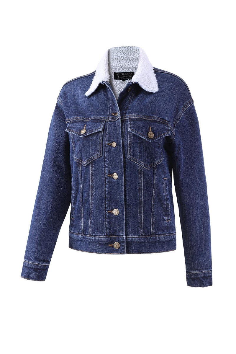 Pilbara Womens Jumpers, Jackets & Vests 08 / Dark Indigo Pilbara Jacket Womens Sherpa Lined Denim
