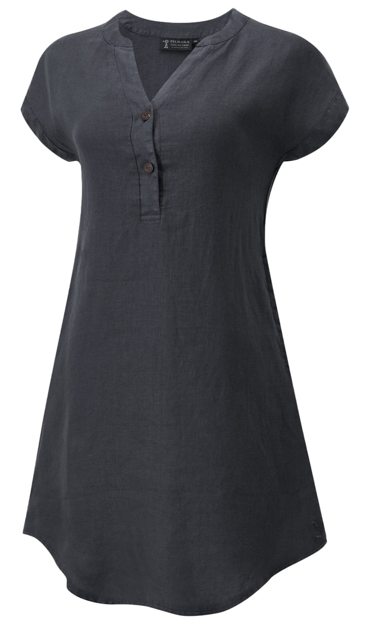 Pilbara Womens Shorts- Skirts - Dresses L 18-20 / Charcoal Pilbara Dress Womens Alina Linen Cap Sleeve