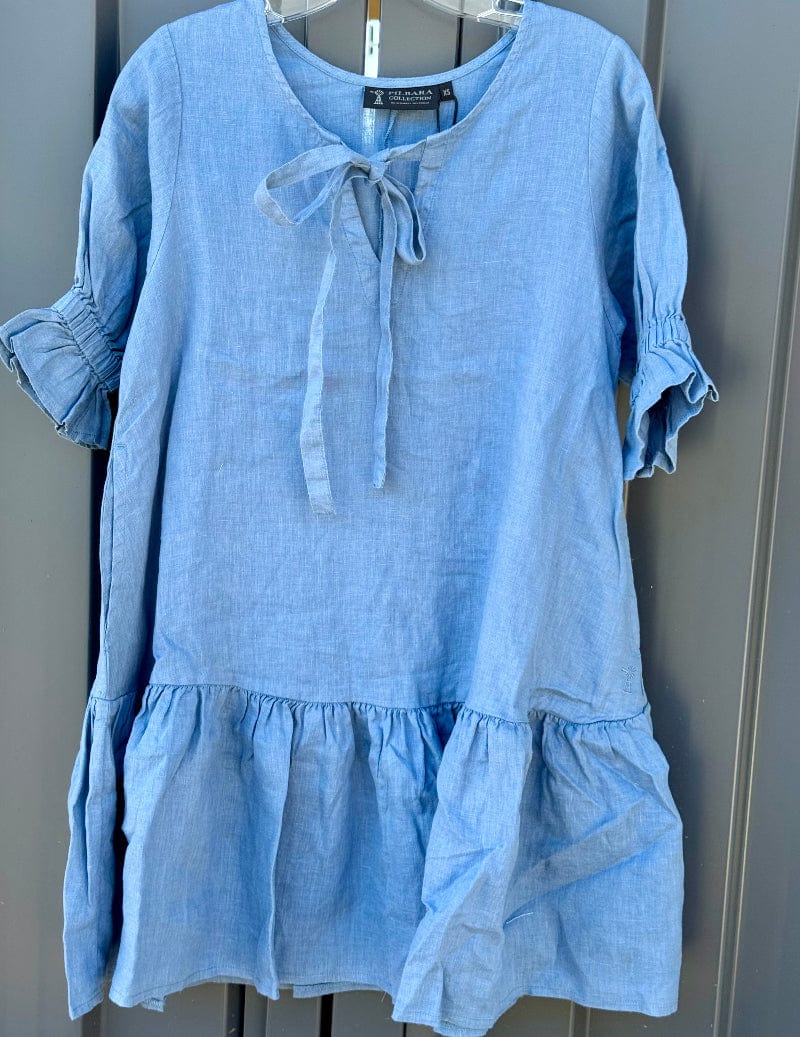 Pilbara Womens Shorts- Skirts - Dresses L 18-20 / Slate Pilbara Dress Womens Linen 3/4 Sleeve