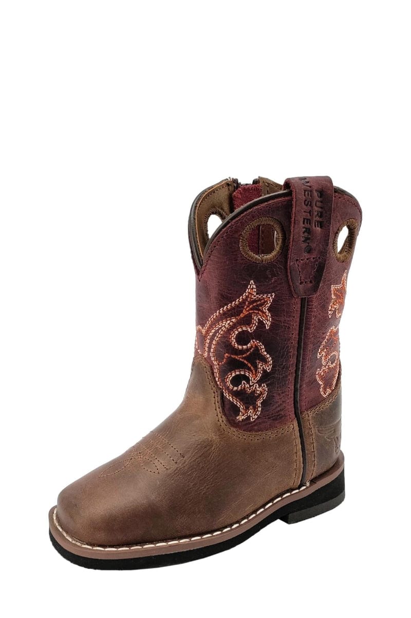 Pure Western Kids Boots & Shoes TOD 4 / Brown/Barn Red Pure Western Boots Toddler Levi