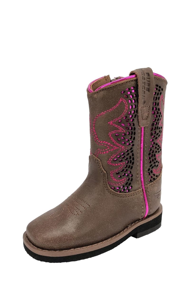 Pure Western Kids Boots & Shoes TOD 4 / Dark Brown/Fuchsia Pure Western Boots Toddler Abby