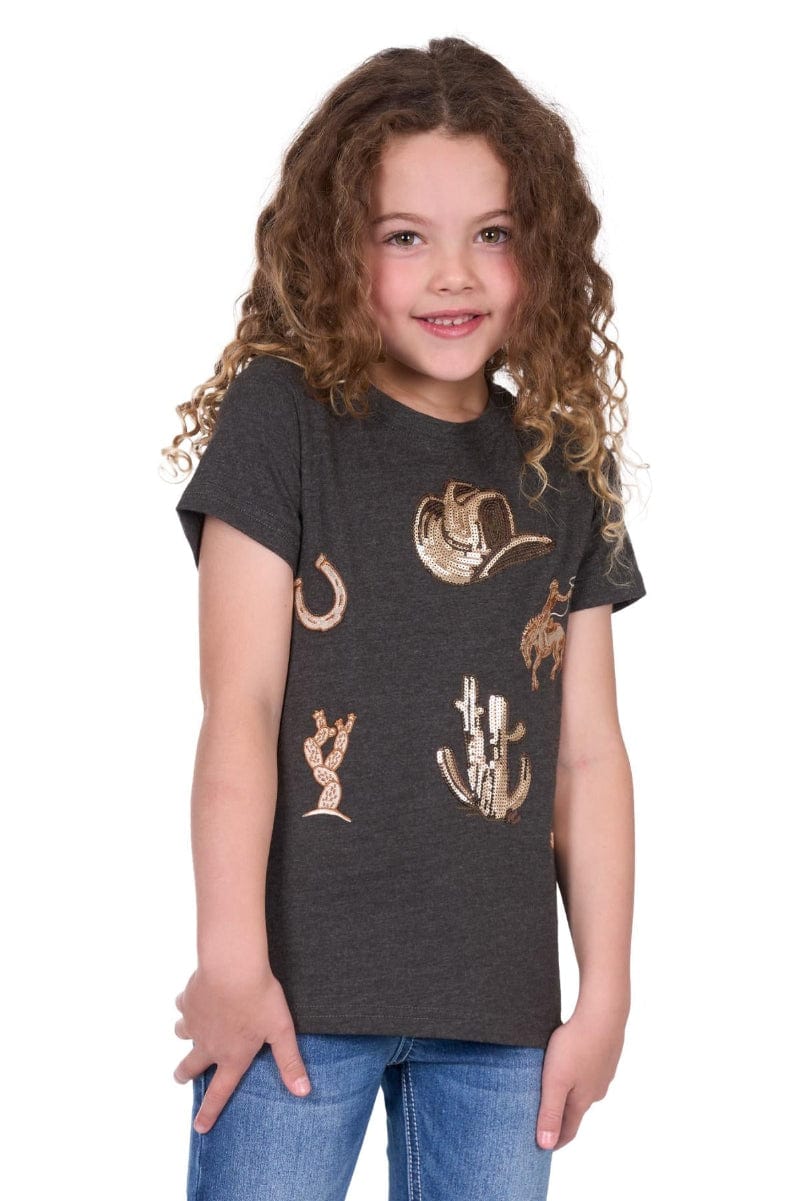 Pure Western Kids Shirts 04 / Charocal Marle Pure Western Tee Girls Bonita