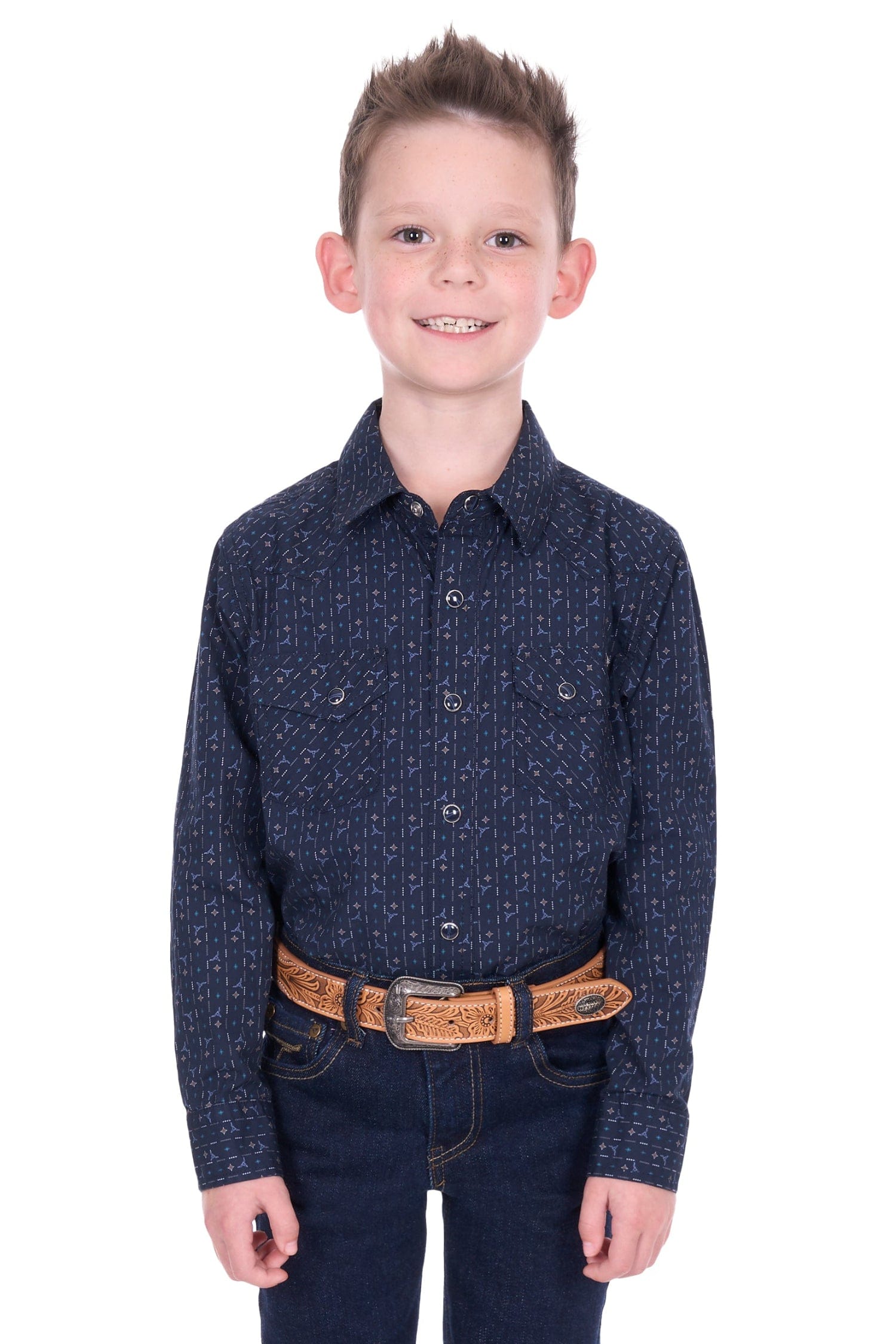 Pure Western Kids Shirts 04 / Navy/Multi Pure Western Shirt Boys Marc