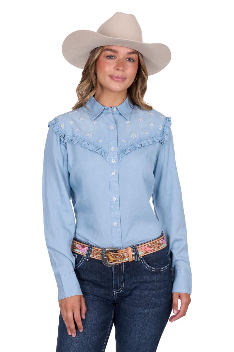 Pure Western Kids Shirts 14 / Blue Pure Western Shirt Girls Pheobe