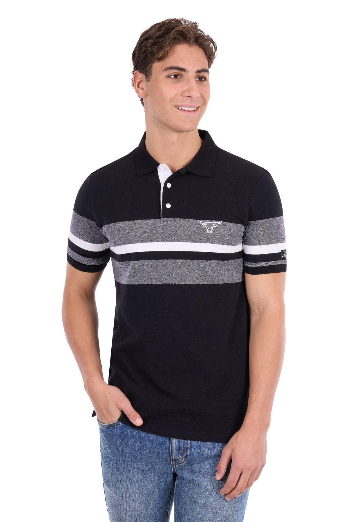 Pure Western Mens Shirts S / Black/White Pure Western Polo Mens Brett