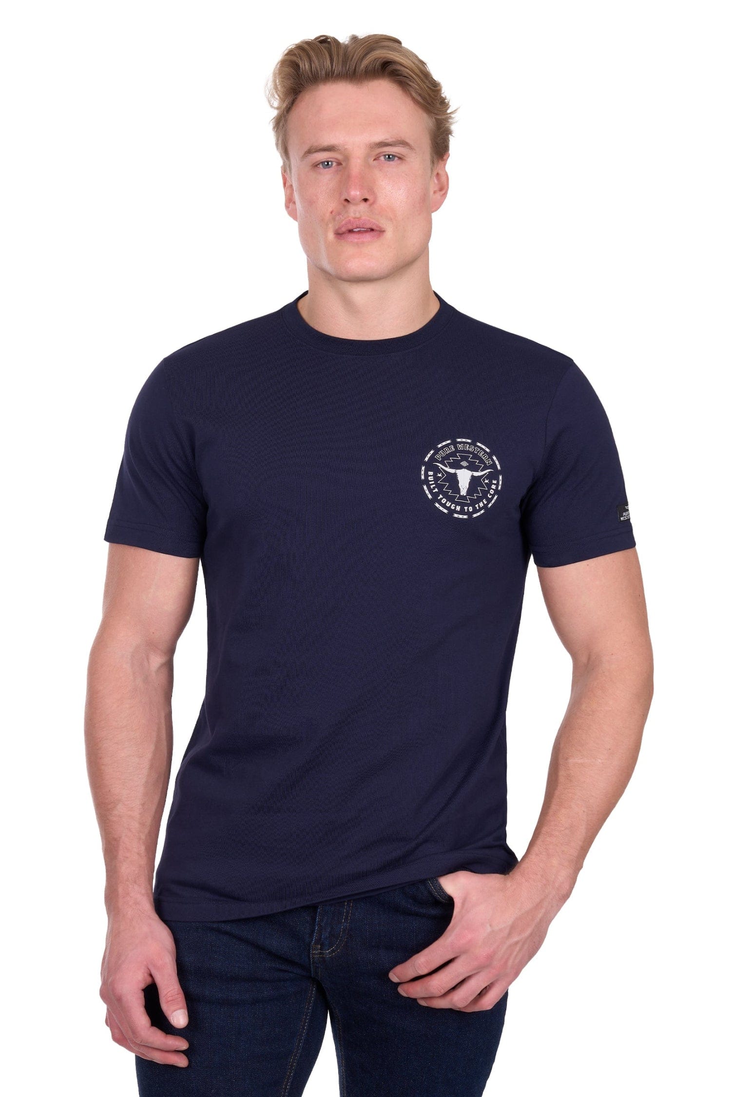 Pure Western Mens Shirts S / Navy Pure Western Tee Mens Oscar