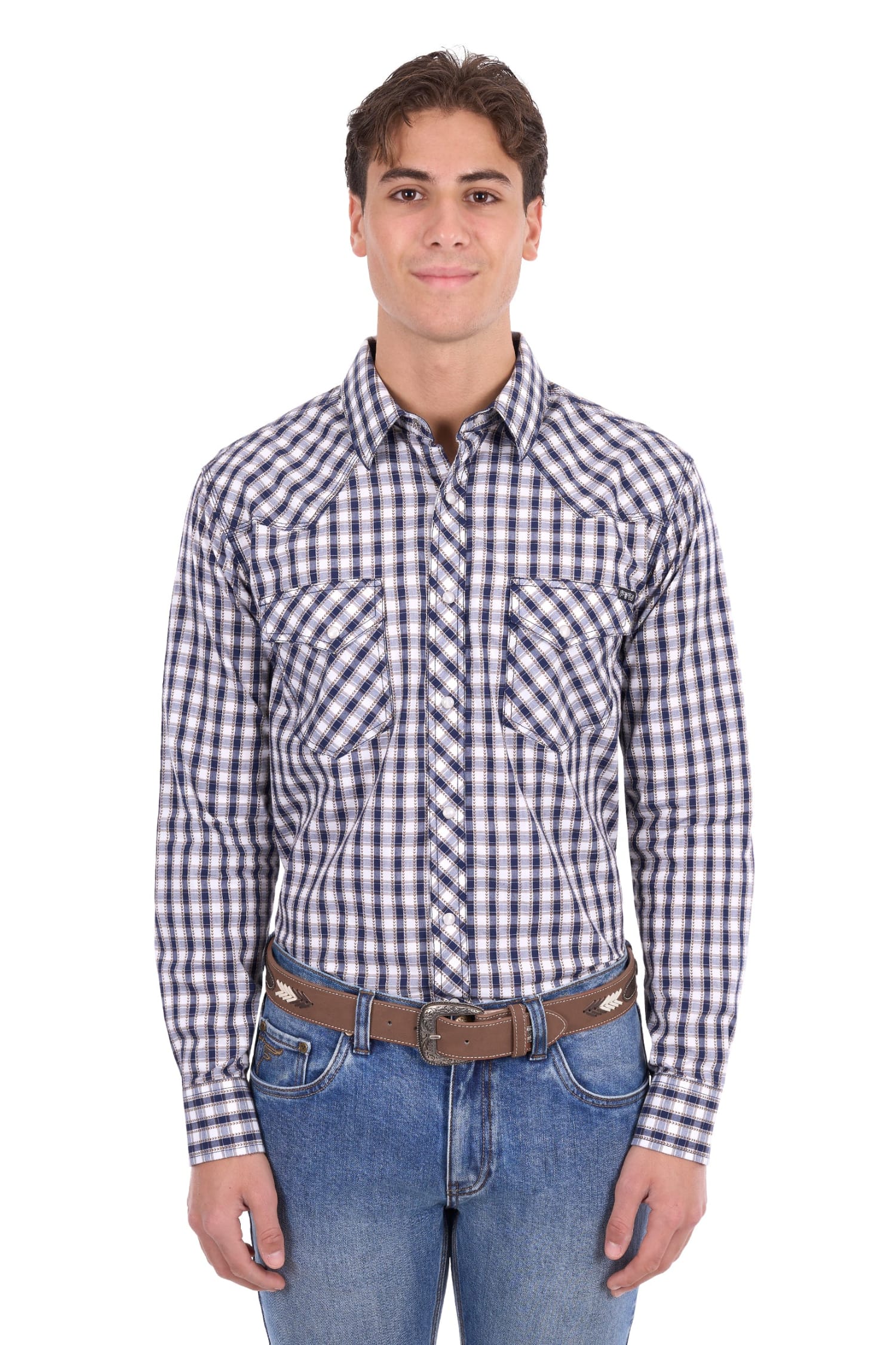 Pure Western Mens Shirts S / Navy/Tan Pure Western Shirt Mens George