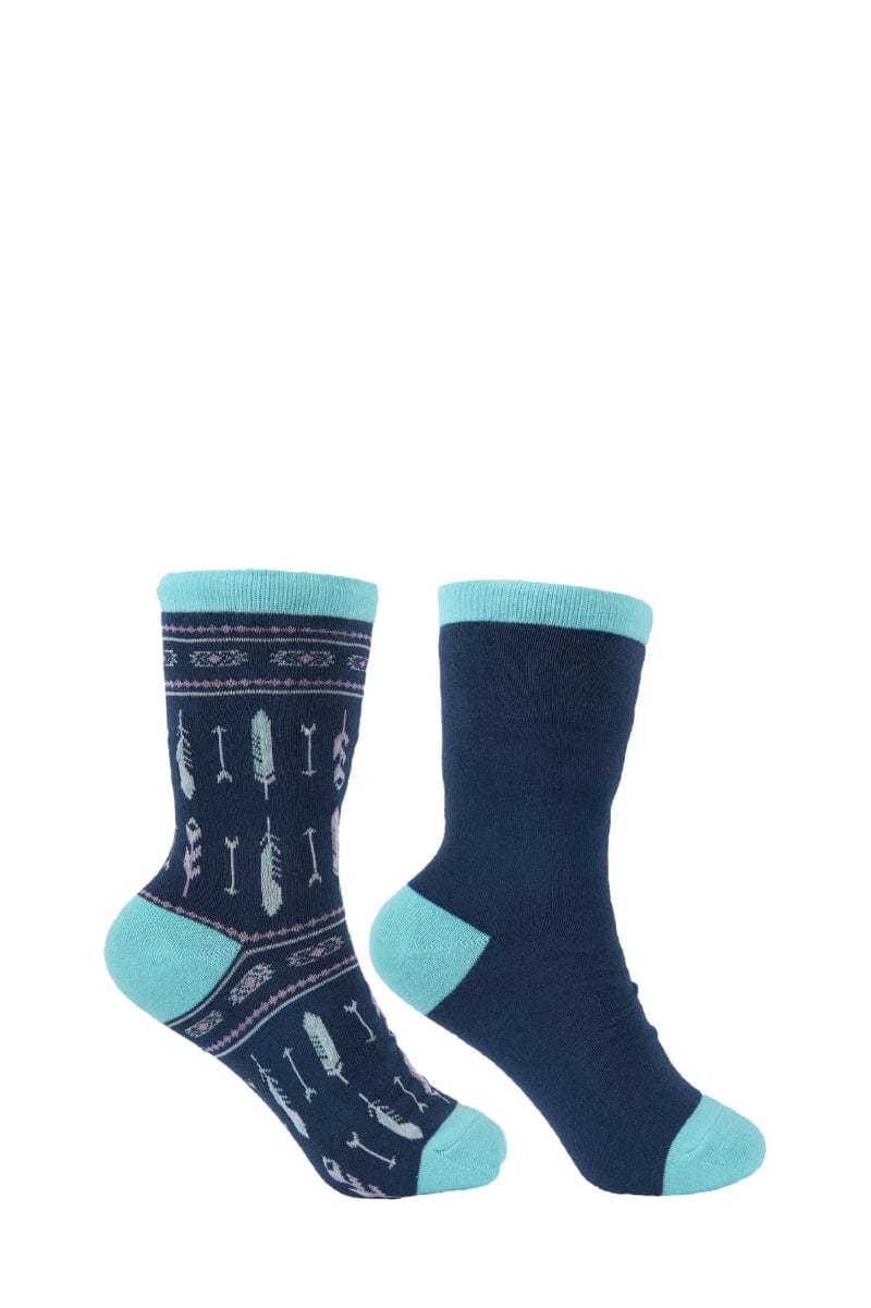 Pure Western Socks 08-11 / Navy/Turquoise Pure Western Socks Adult Crew