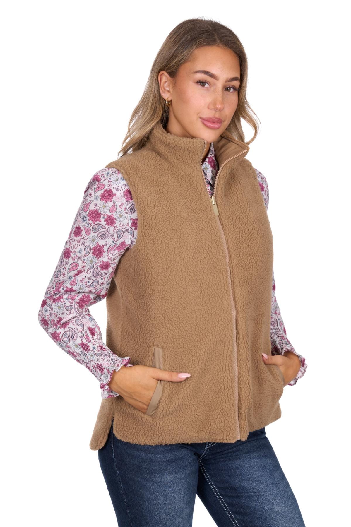 Pure Western Womens Jumpers- Jackets - Vests Pure Western Vest Womens Sherri Reversible