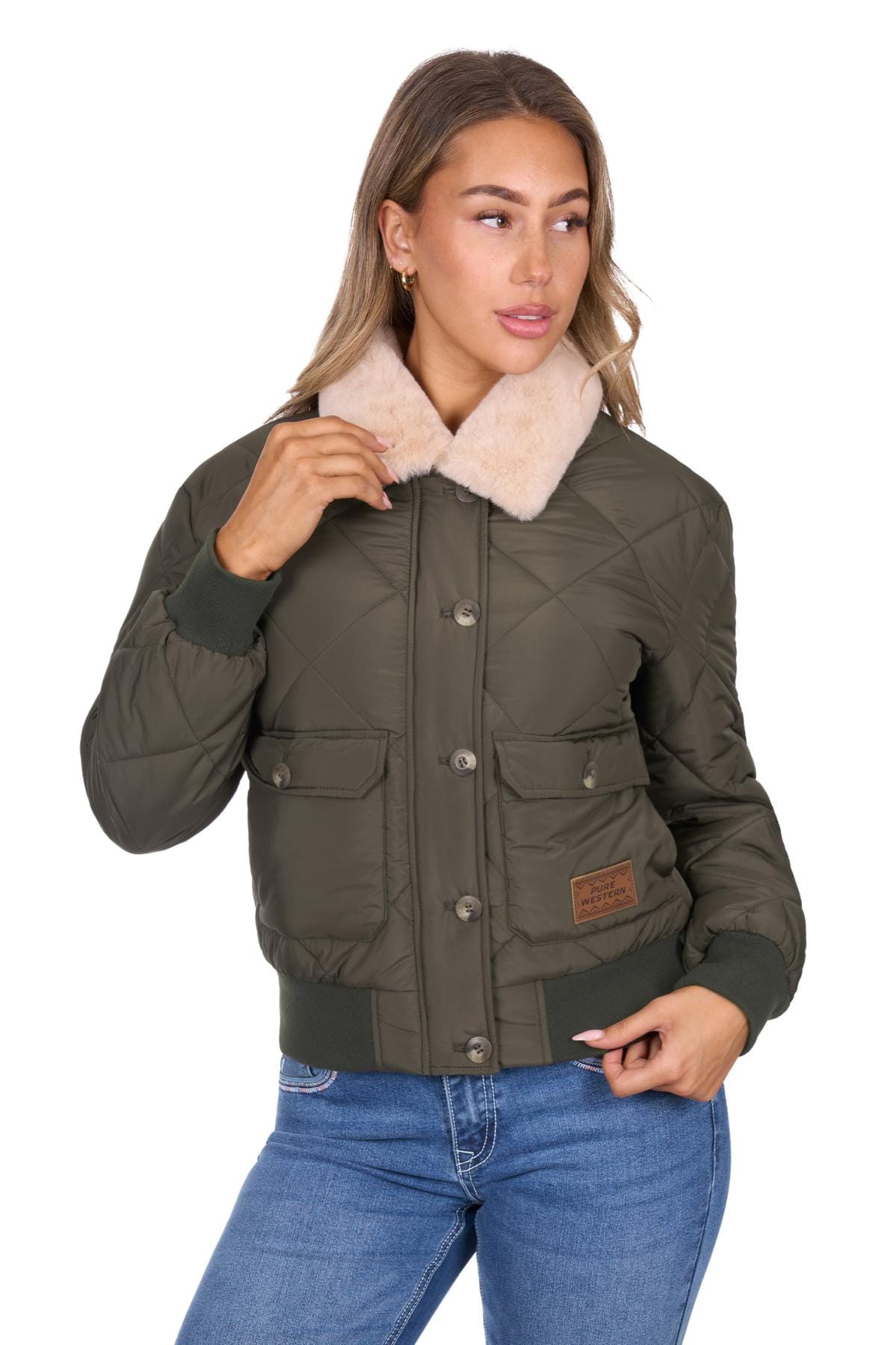 Pure Western Womens Jumpers- Jackets - Vests XS / Green Pure Western Jacket Womens Emelia