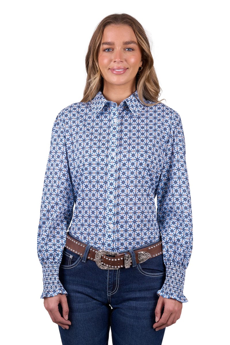 Pure Western Womens Shirts 08 / Blue Pure Western Shirt Womens Norma