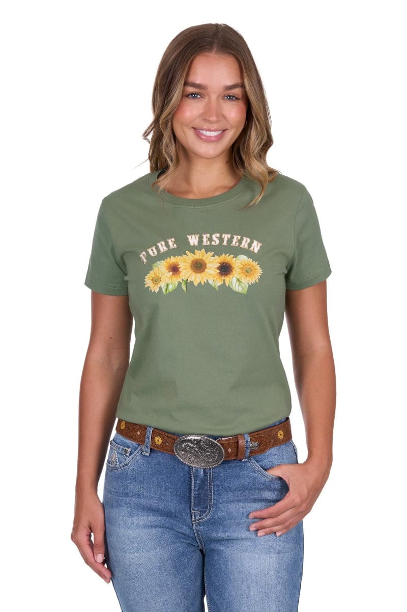 Pure Western Womens Shirts 08 / Moss Pure Western Tee Womens Charlie