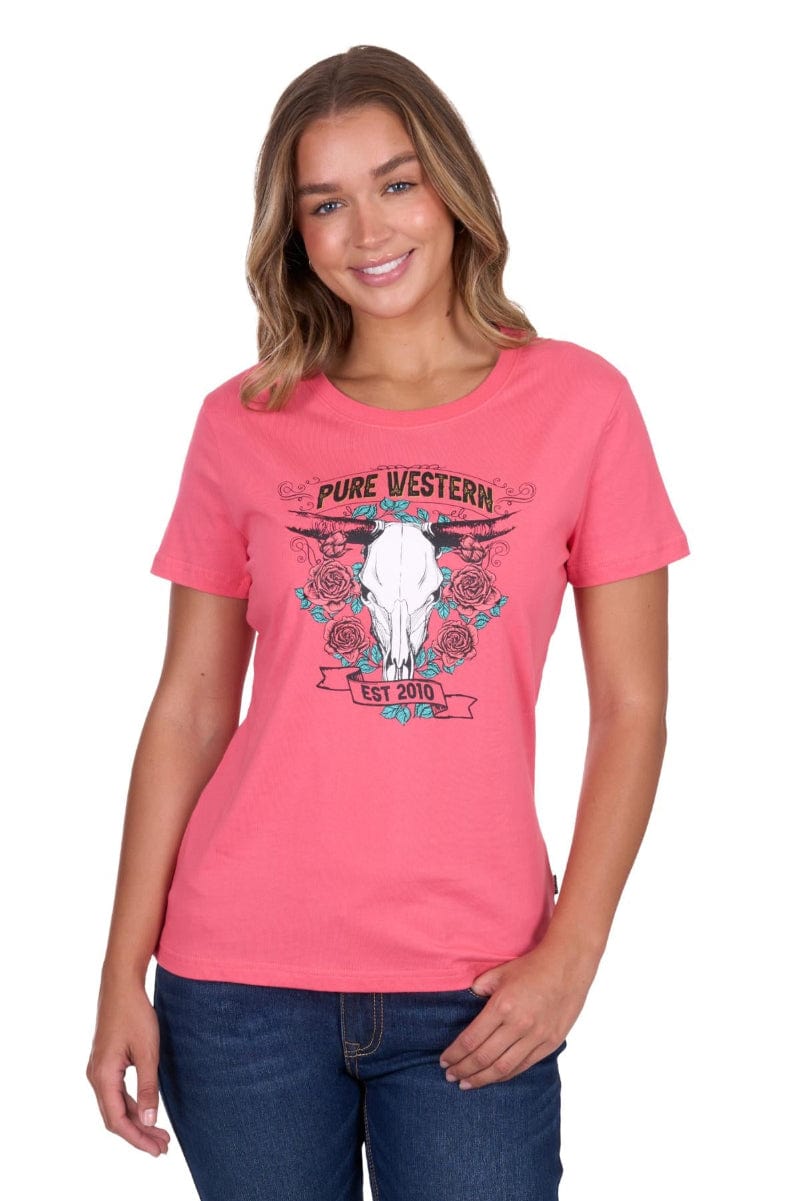 Pure Western Womens Shirts 08 / Pink Pure Western Tee Womens Tammy