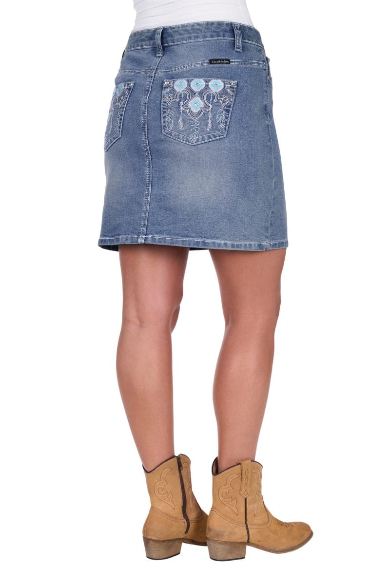 Pure Western Womens Shorts- Skirts - Dresses 06 / Summer Blue Pure Western Skirt Womens Bailey Denim