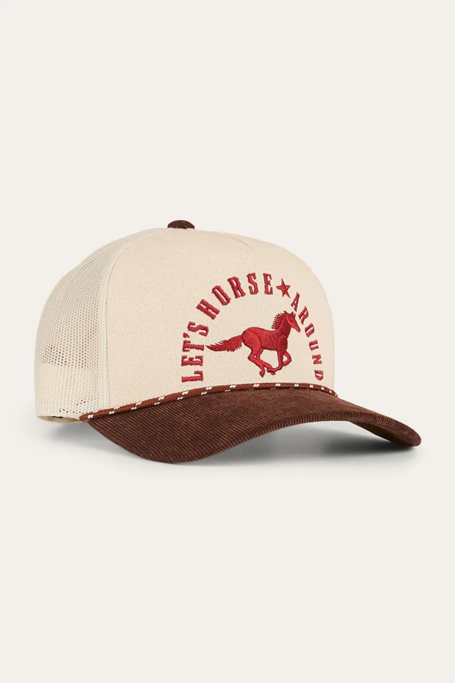 Ringers Western Caps Off White/Chocolate Ringers Western Cap Lets Horse Around Trucker