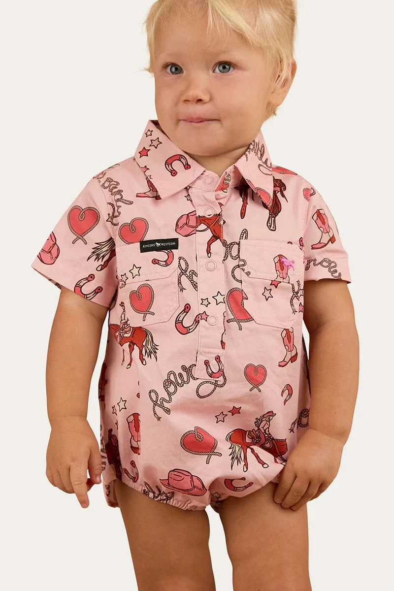 Ringers Western Kids Shirts 00 / Dusty Pink Ringers Western Romper Mini Cowgirl Workshirt