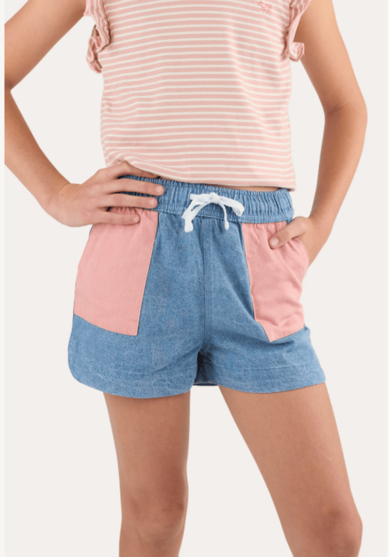 Ringers Western Kids Shorts- Skirts - Dresses 04 / Chambray Ringers Western Shorts Girls Lilan Cotton