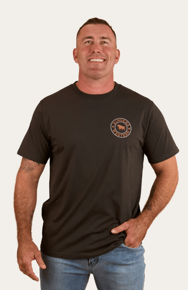 Ringers Western Mens Shirts M / Charcoal/Copper Ringers Western Tee Mens Signature Loose Fit