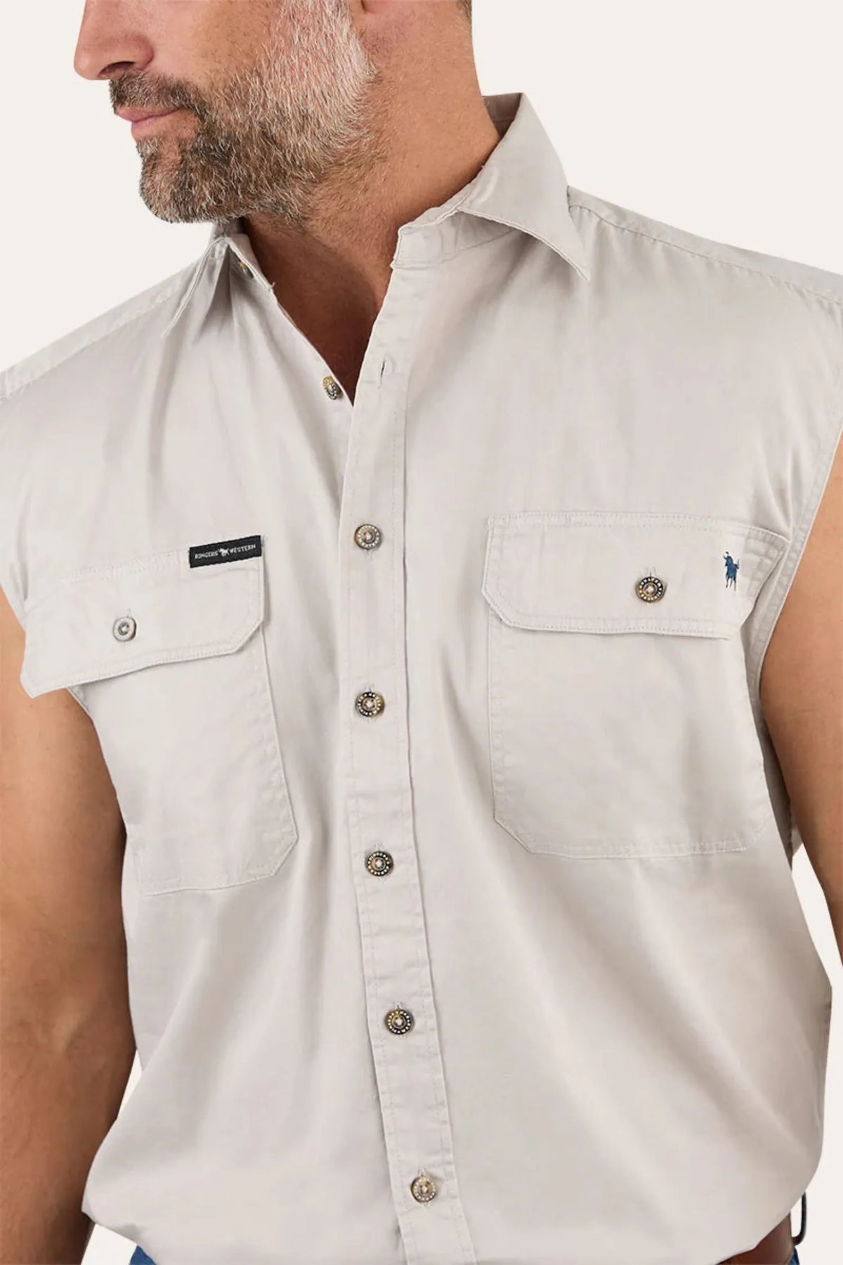 Ringers Western Mens Shirts Ringers Western Shirt Mens Rob Roy Sleeveless Full Button