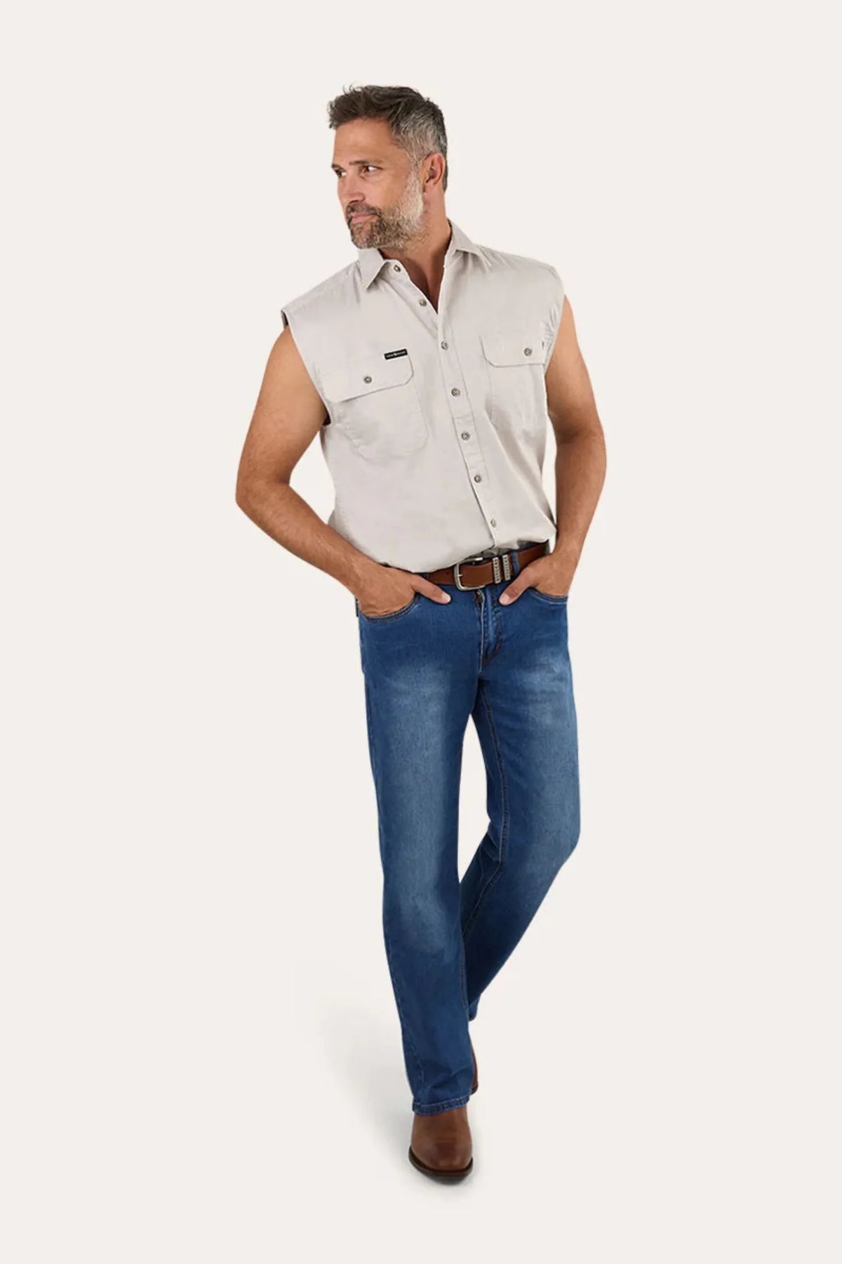 Ringers Western Mens Shirts Ringers Western Shirt Mens Rob Roy Sleeveless Full Button