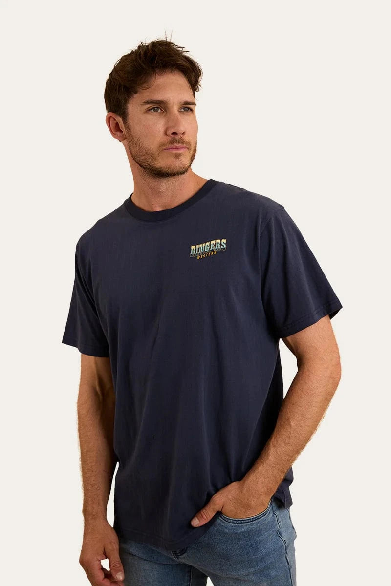 Ringers Western Mens Shirts S / Navy Ringers Western Tee Mens Buckin Barra Loose Fit