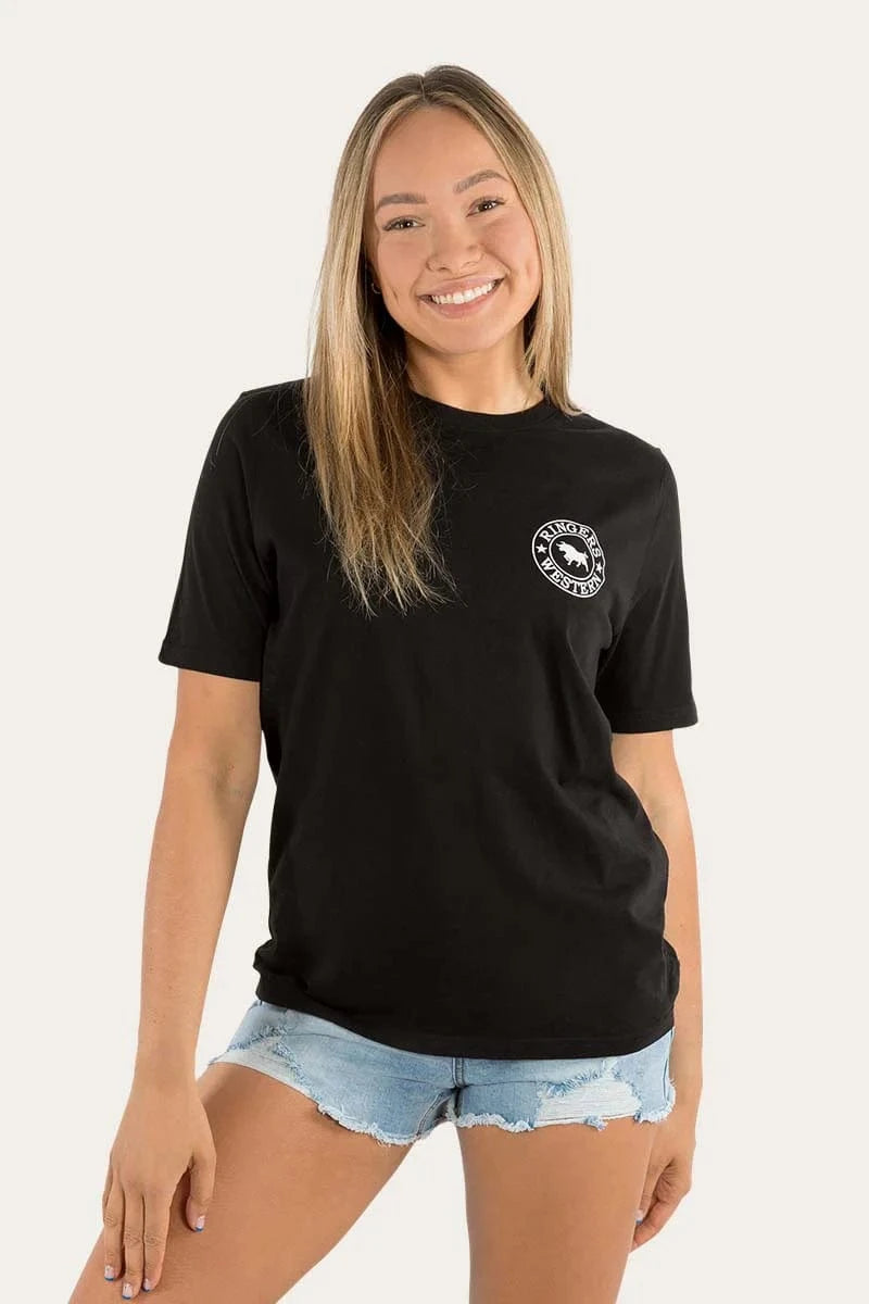 Ringers Western Womens Shirts 06 / Black/White Ringers Western Tee Womens Signature Bull Loose Fit