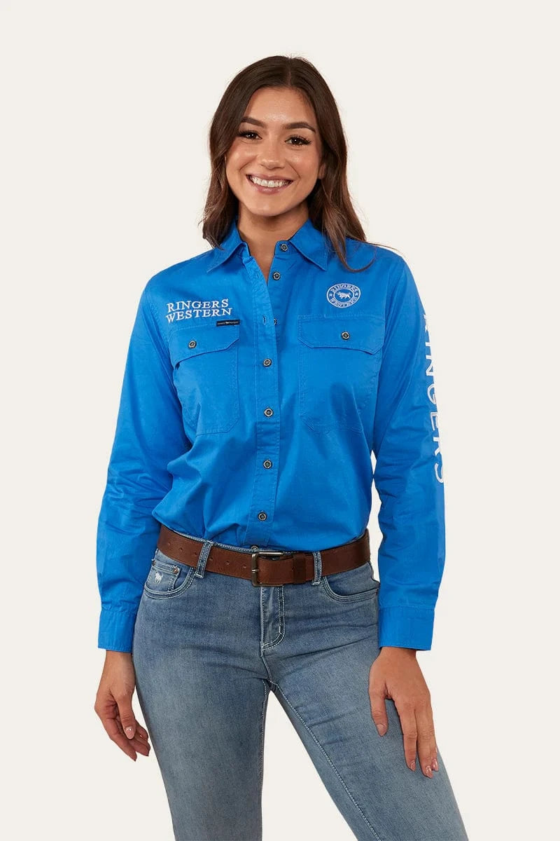 Ringers Western Womens Shirts 08 / Blue Ringers Western Workshirt Womens Signature Jillaroo Half Button