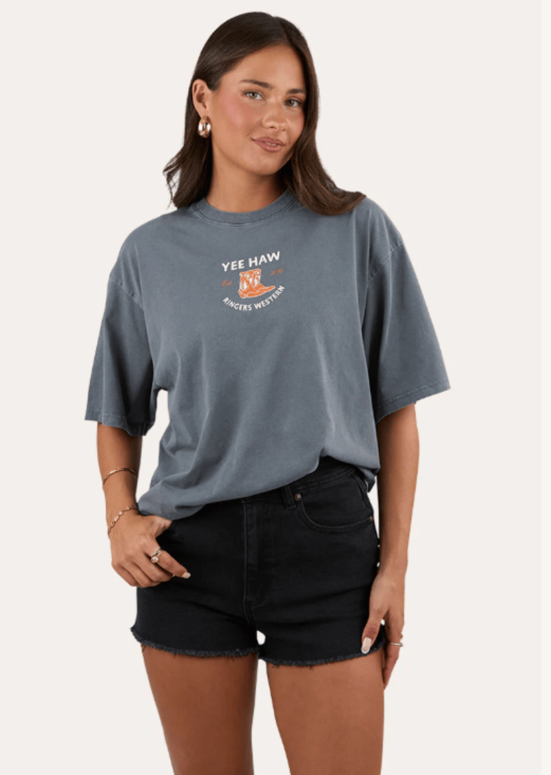 Ringers Western Womens Shirts 08 / Washed Black Ringers Western Tee Womens Born in the West Oversize