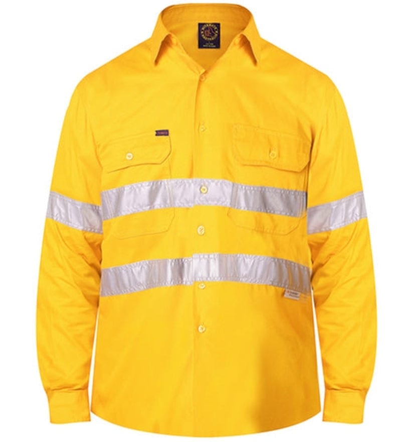 Ritemate Mens Shirts M / Yellow Ritemate Shirt Mens Reflective Tape Full Button