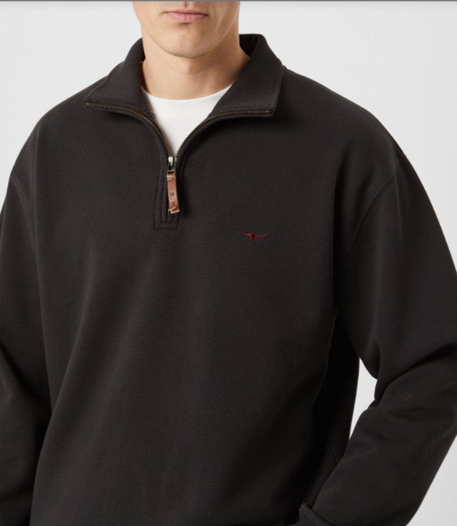 RM Williams Mens Jumpers- Jackets - Vests RM Williams Jumper Mens Mulyungarie 1/4 Zip