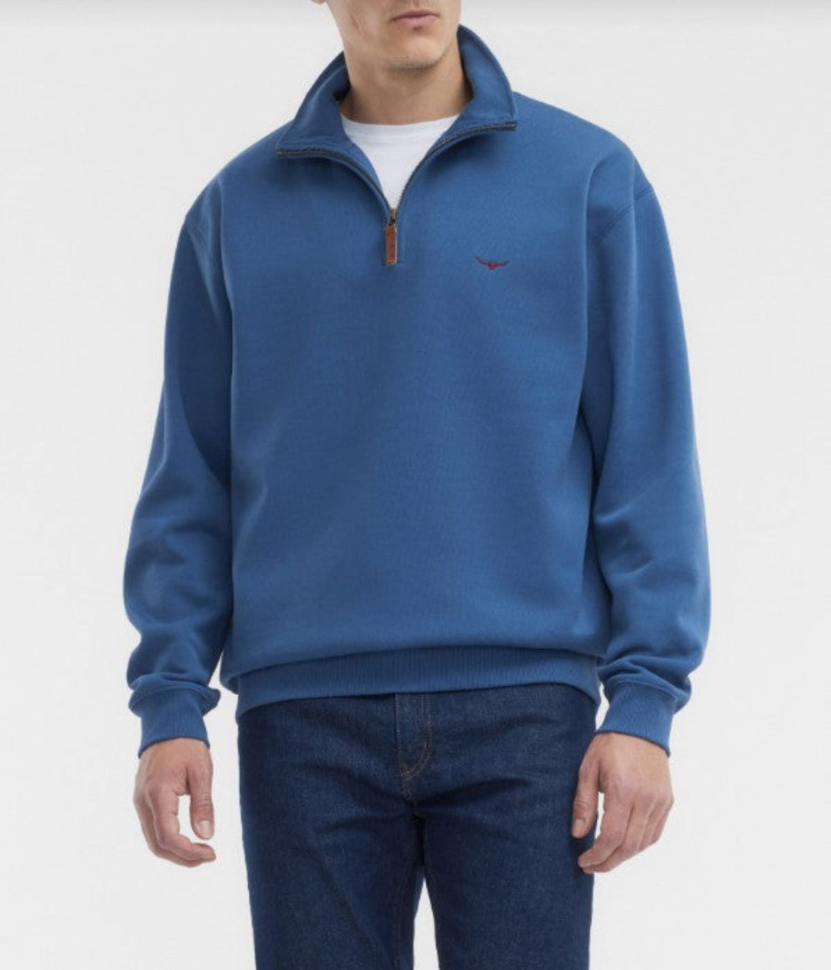 RM Williams Mens Jumpers- Jackets - Vests S / Mid Blue RM Williams Jumper Mens Mulyungarie 1/4 Zip