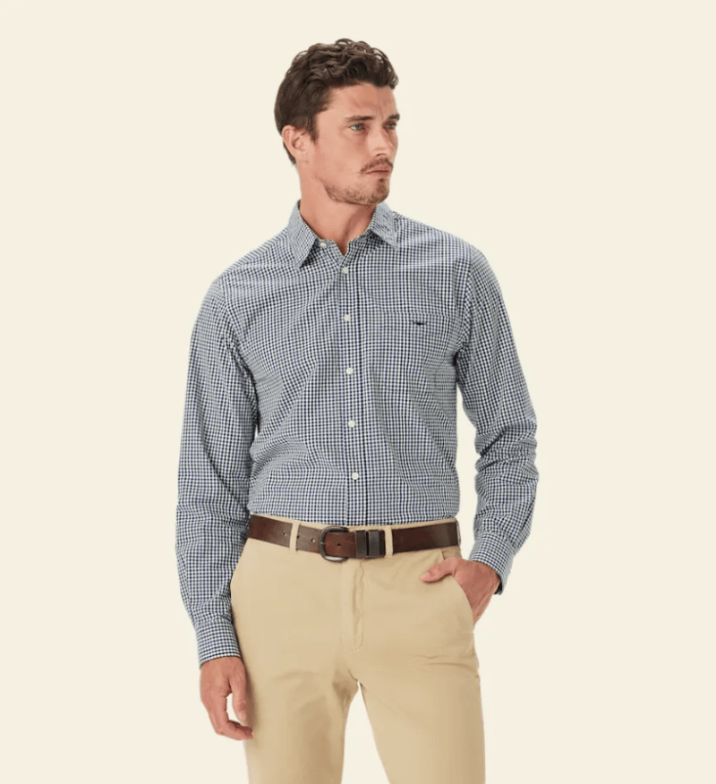 RM Williams Mens Shirts M / Navy/Charcoal RM Williams Shirt Mens Classic Poplin Check