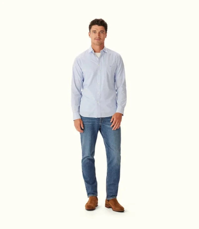 RM Williams Mens Shirts RM Williams Shirt Mens Regular Poplin Stripe