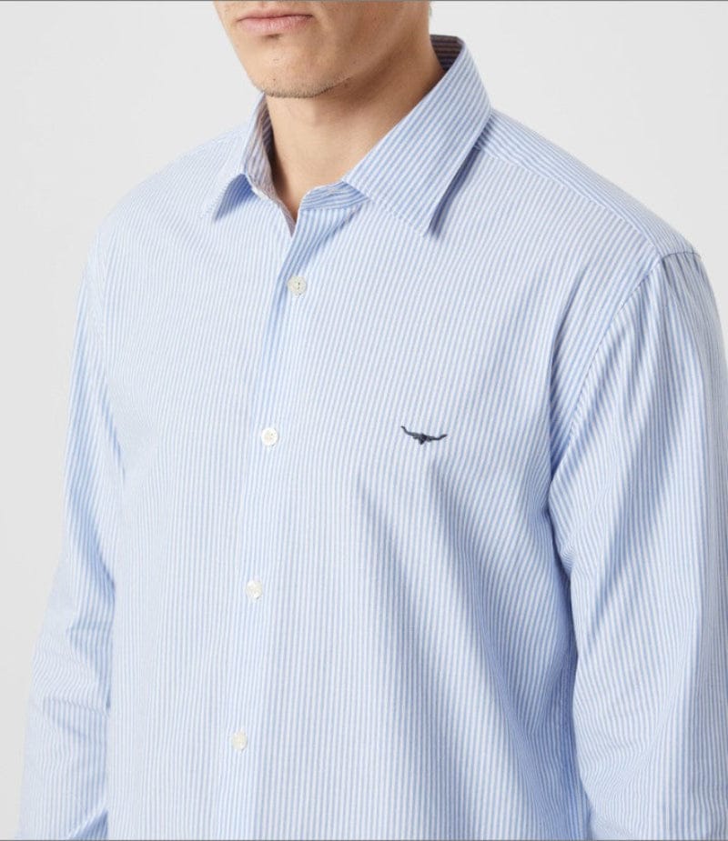 RM Williams Mens Shirts RM Williams Shirt Mens Sommers Poplin Stripe