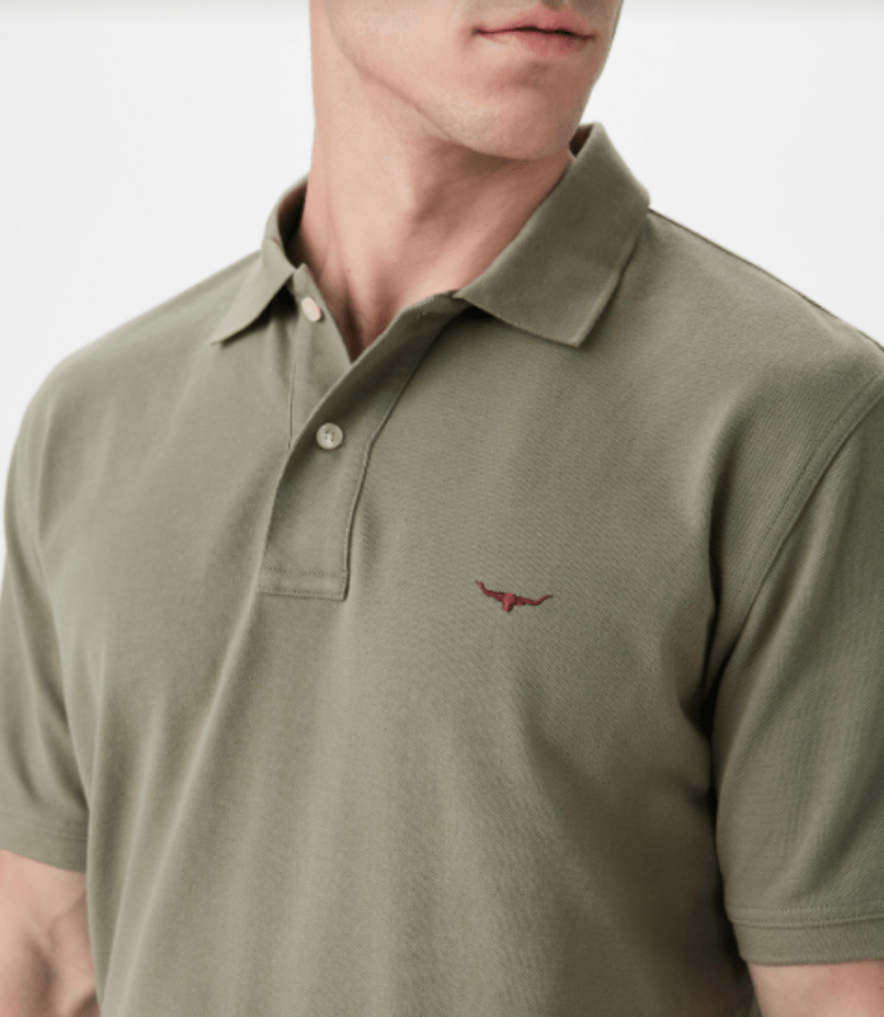 RM Williams Mens Shirts S / Dark Olive/Olive RM Williams Polo Mens Rod