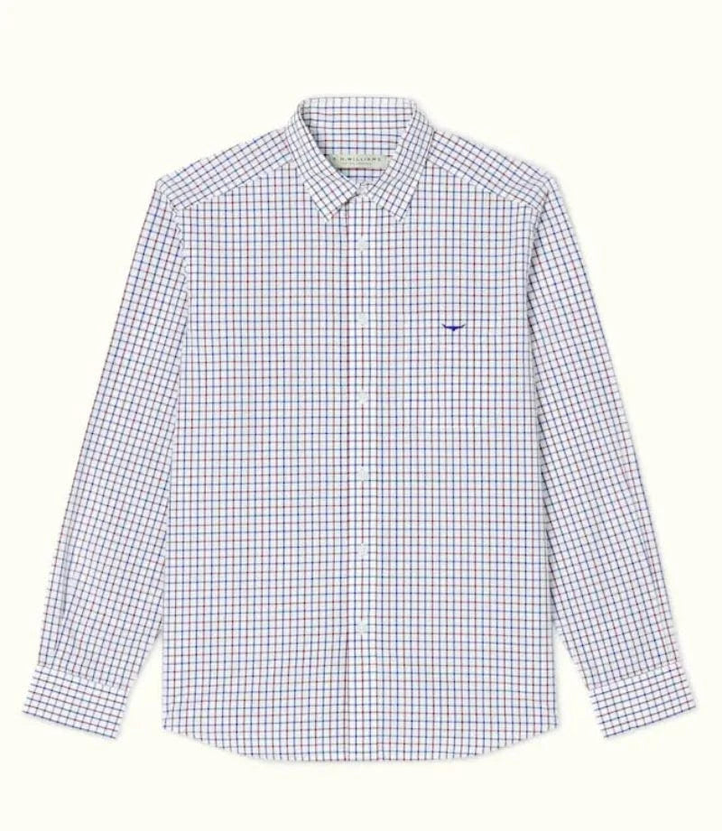 RM Williams Mens Shirts S / Navy/Burgundy/White RM Williams Shirt Mens Collins (SH20161NG01)