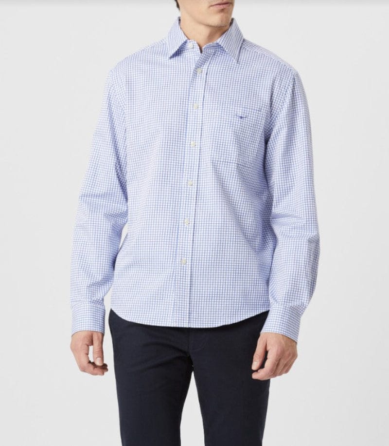 RM Williams Mens Shirts S / White/Blue RM Williams Shirt Mens Brunswick Twill Check