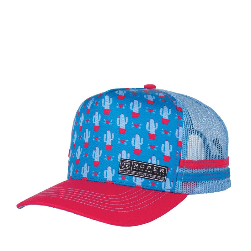 Roper Caps Blue Jewel Roper Cap Trucker Cactus Print