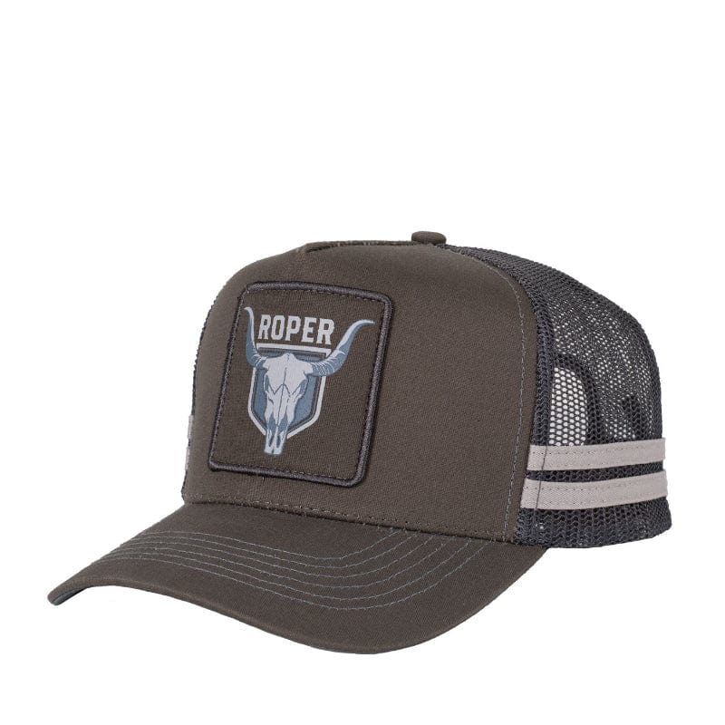 Roper Caps Steel Grey Roper Cap Trucker Bull Skull