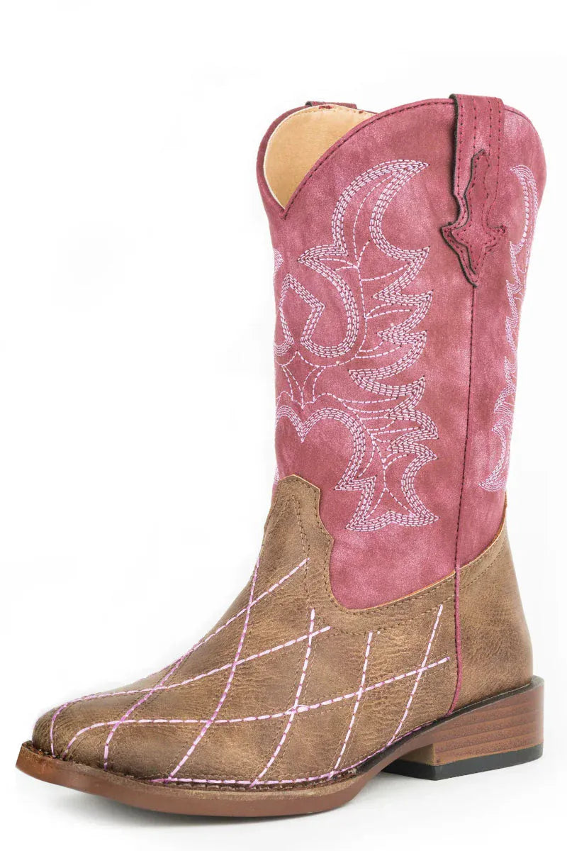 Roper Kids Boots - Shoes CH 9 / Raspberry Roper Boots Kids Crosscut Square Toe