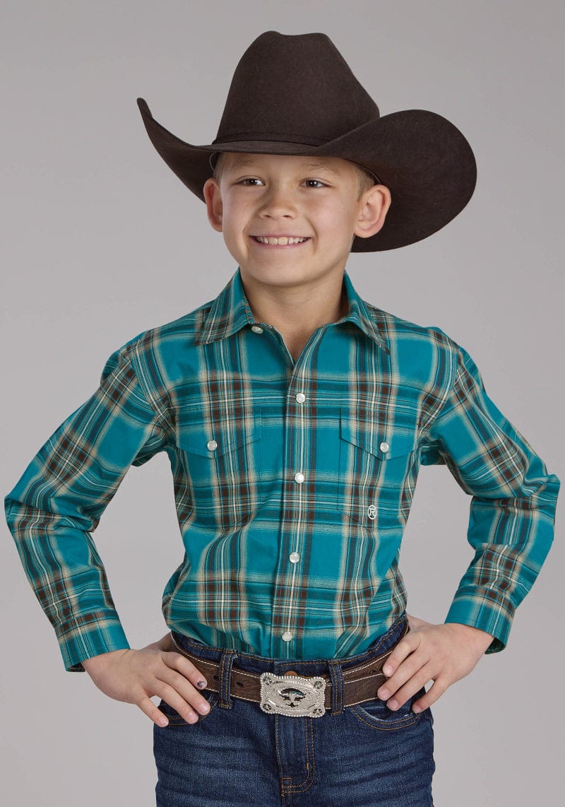Roper Kids Shirts Green / XS Roper Shirt Boys Amarillo Collection Plaid