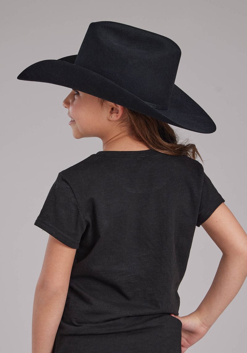 Roper Kids Shirts Roper Girls Five Star Tee Solid Black